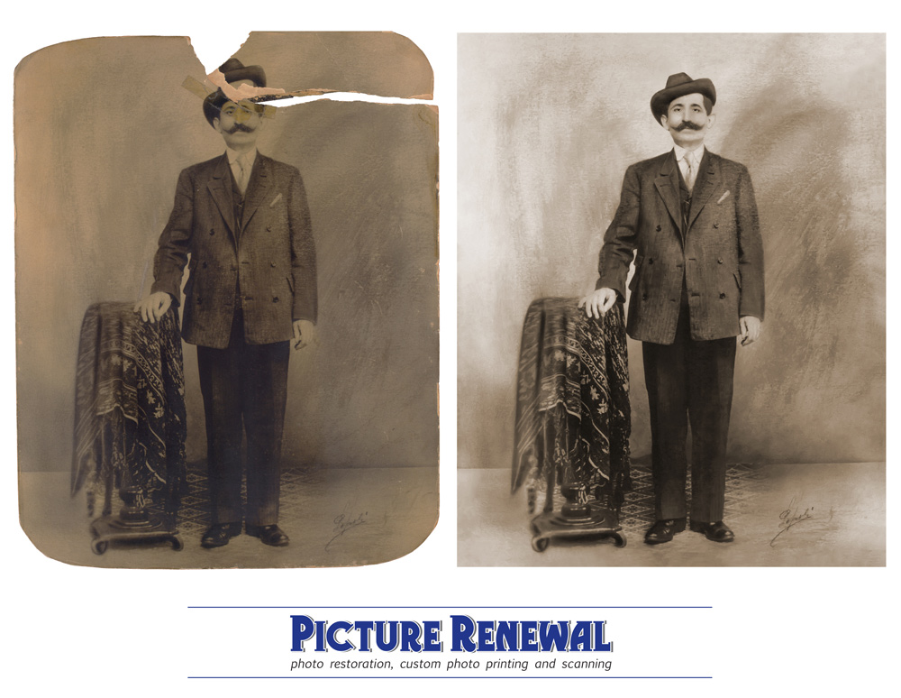 Picture Renewal Photo Restoration Crayon Photo Restoration Man Standing 1900