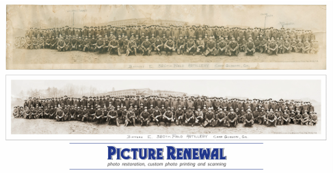  Picture Renewal Photo Restoration 10X49 inch panorama photo. Camp Gordon, Georgia, 1917. Full restoration.