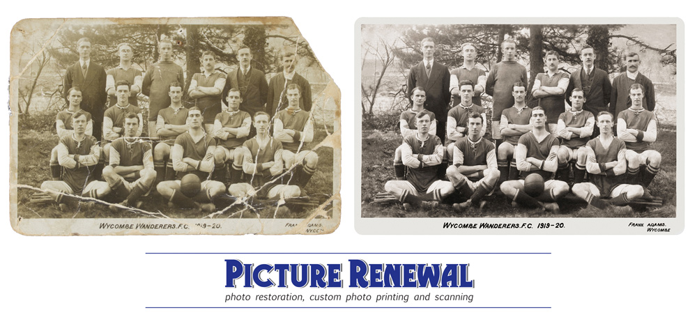 Photo Postcard Wycombe Soccer Team 1920 Photo repaired.